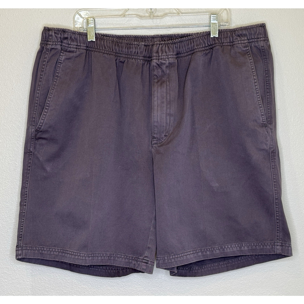 Orvis Pull On Elastic Waist Shorts Mens Sz 42 Gray 100% Cotton 9" Inseam Pockets